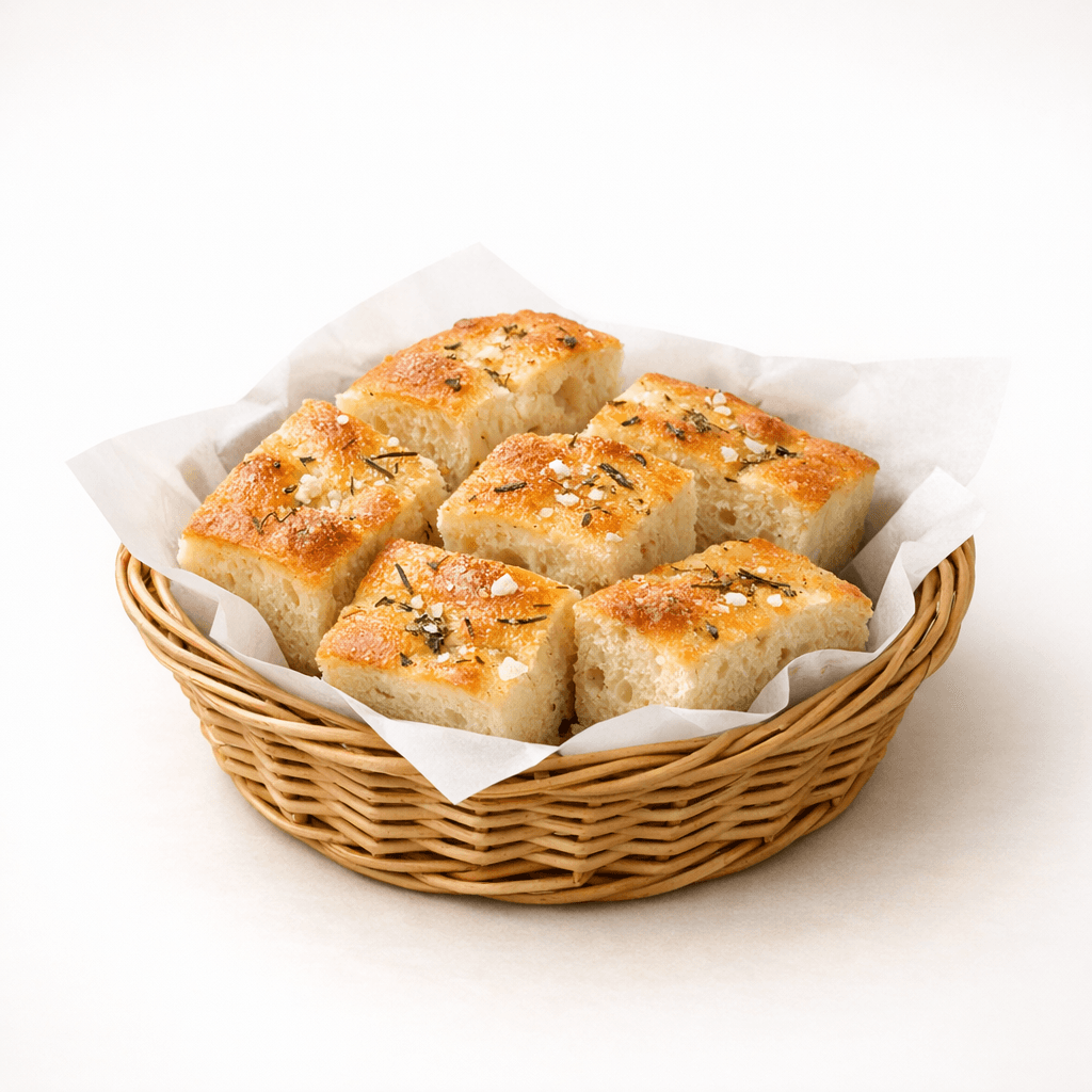 Basket of Homemade Focaccia Bread